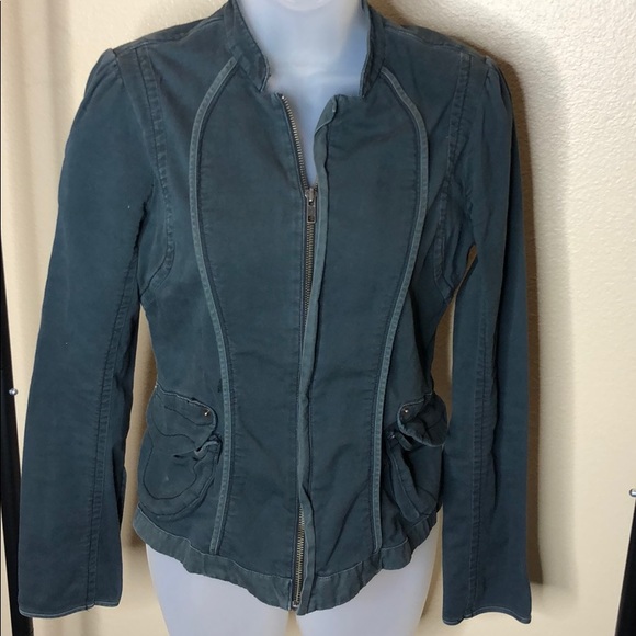 Jackets & Blazers - Blue cute ruffled womens coat.